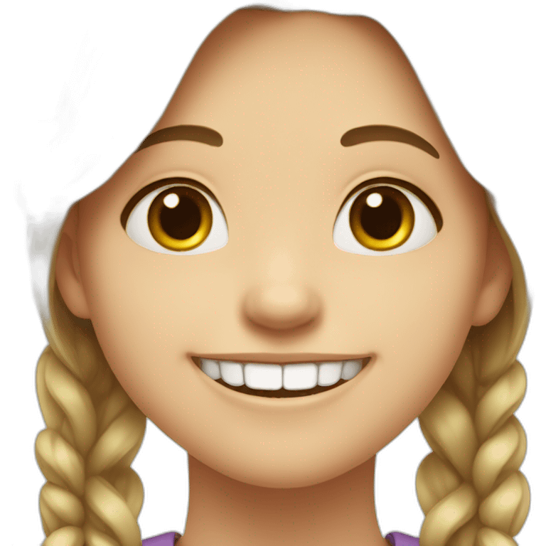 Girl with braces on her teeth smiling with chubby cheeks. emoji