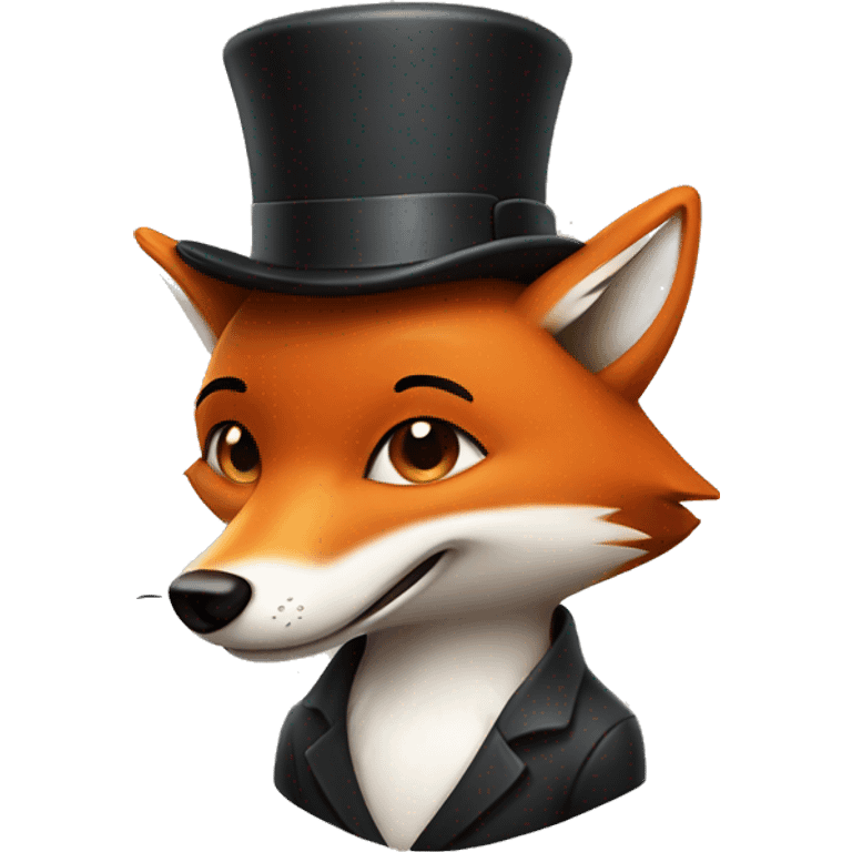 Winking fox emoji wearing a bowler hat emoji