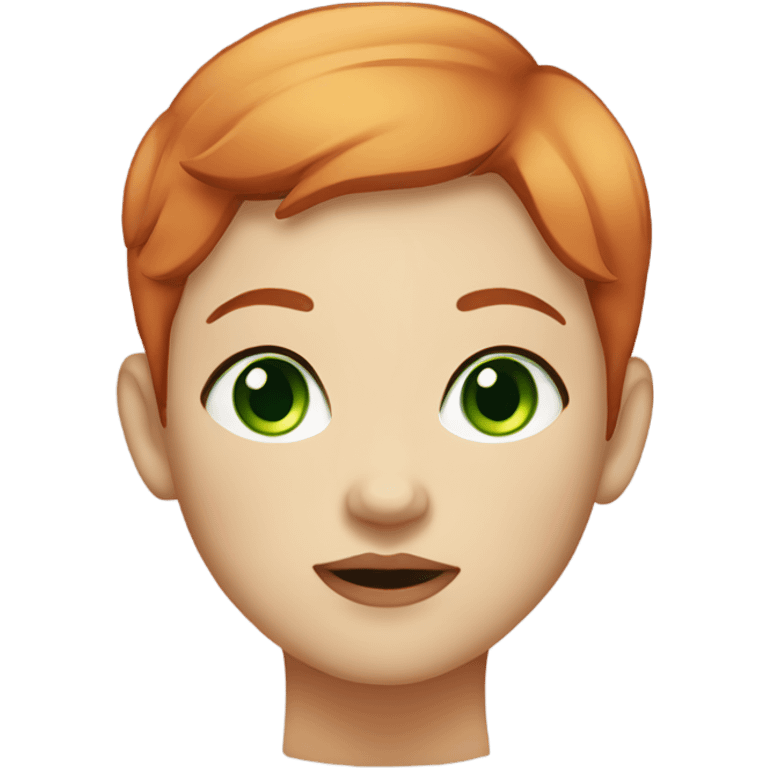 chubby face red short hair girl green eyes emoji