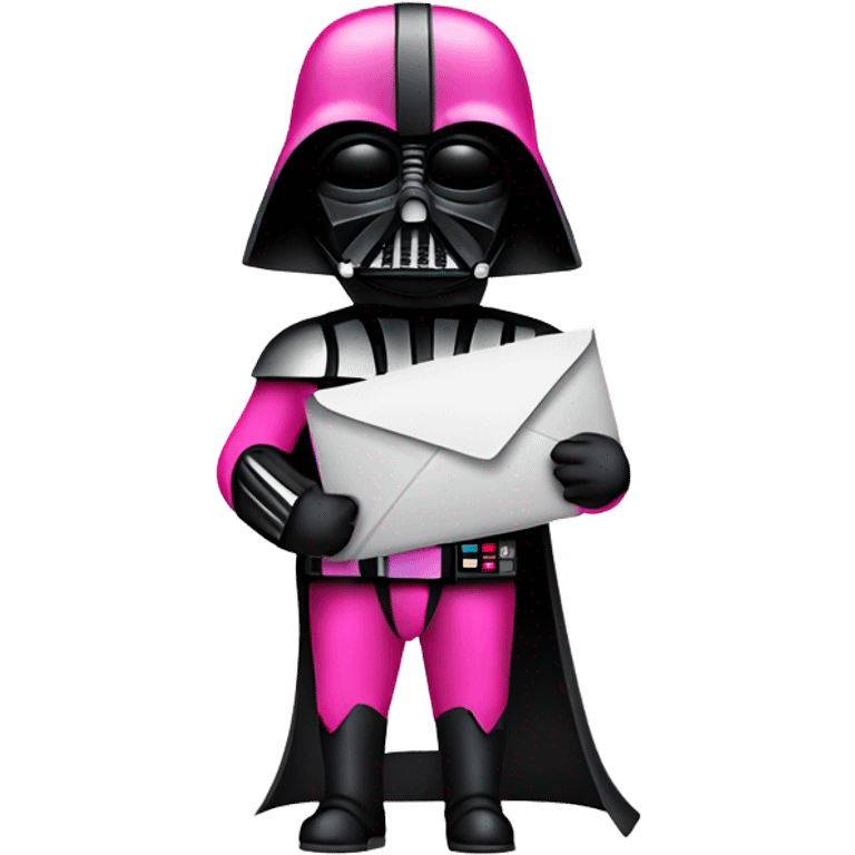 darth vader in all pink suit and pink helmet holding email envelope with one hand  emoji