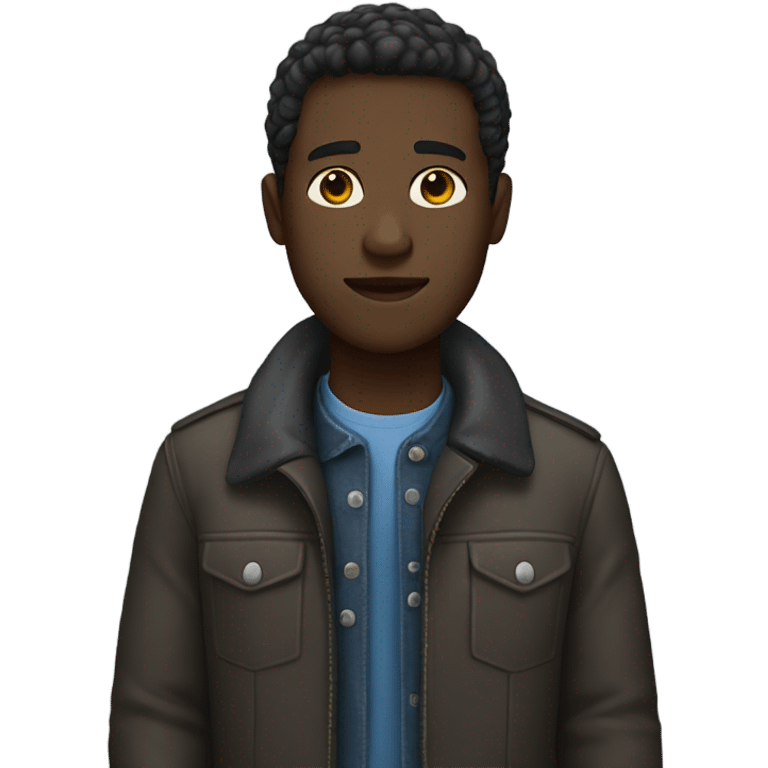 dark-skinned male in jacket emoji