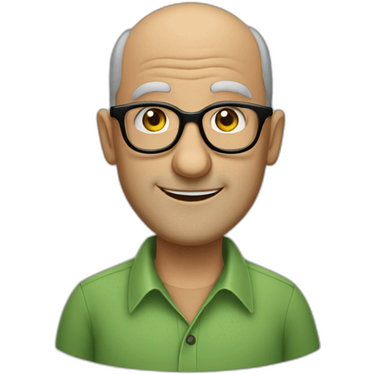 mid aged balding jewish man in rectangular black glasses and green button up shirt emoji