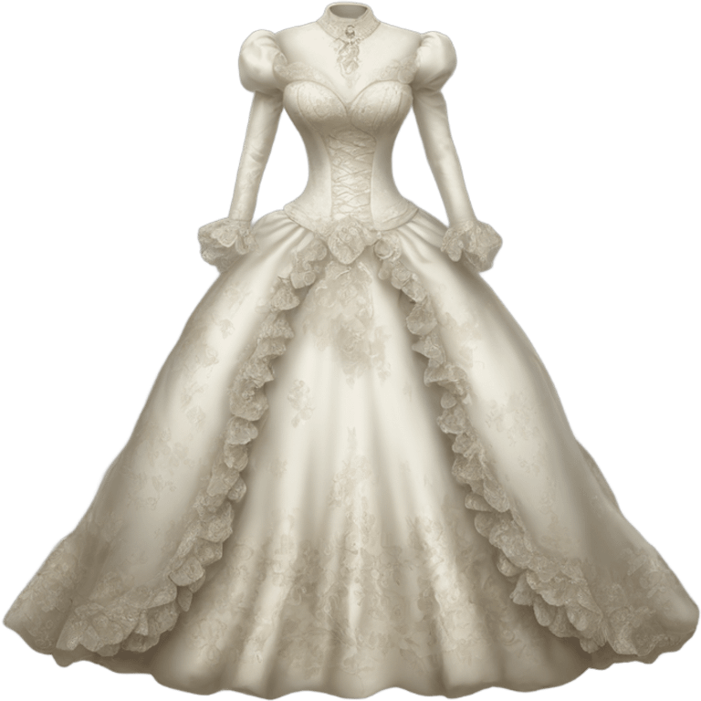 Hyper Realistic ornate victorian Wedding dress displays emoji