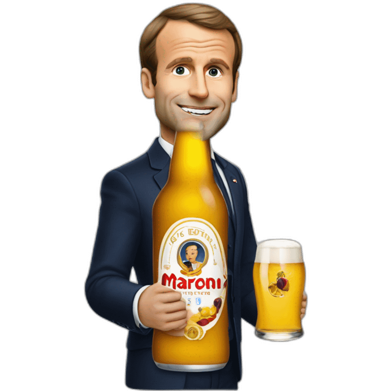 Macron boit une bière emoji