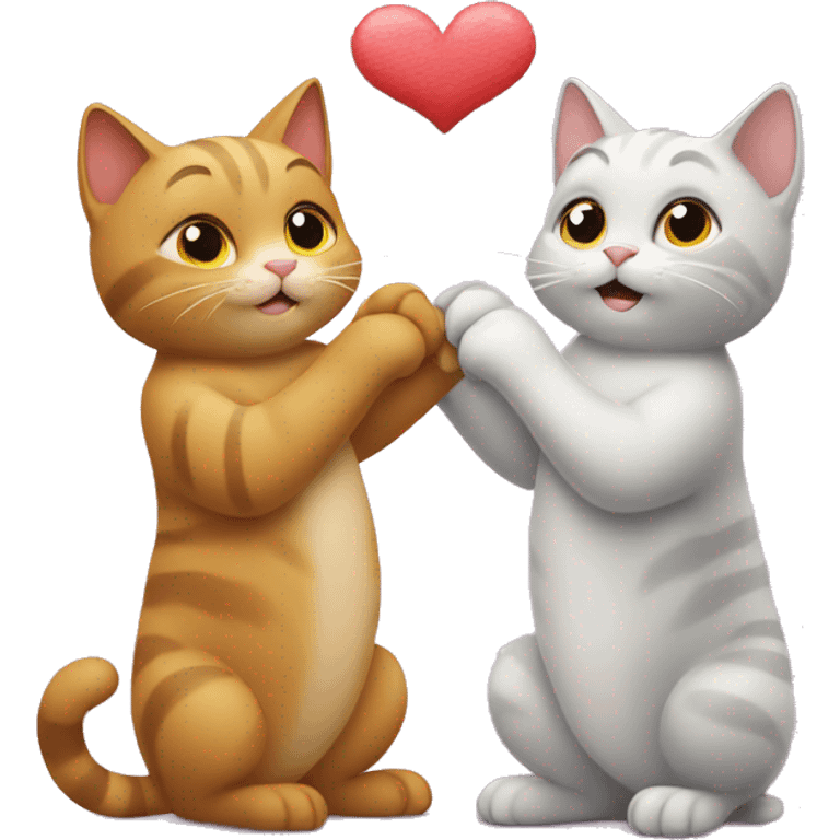 Two cats tails making a heart shape emoji