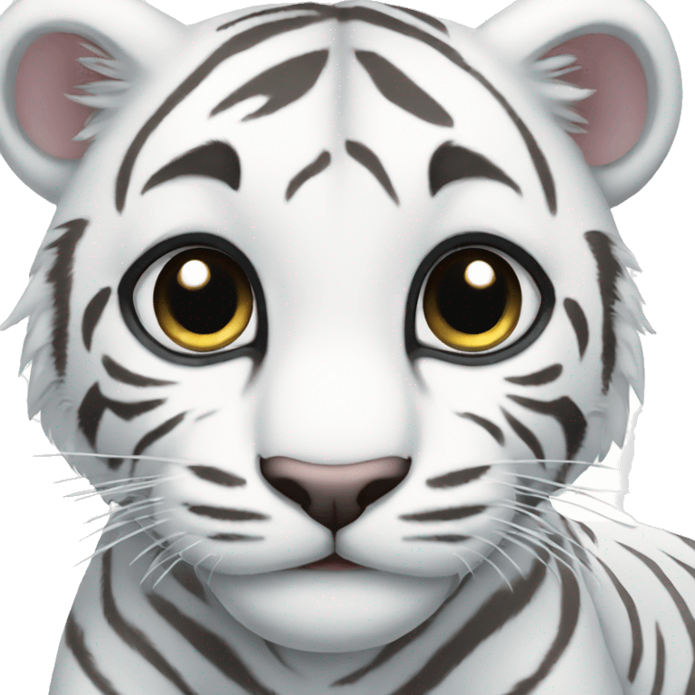 cute baby white tiger with big eyes emoji