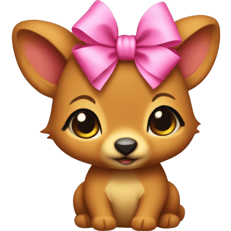 pudú cute with a pink bow emoji