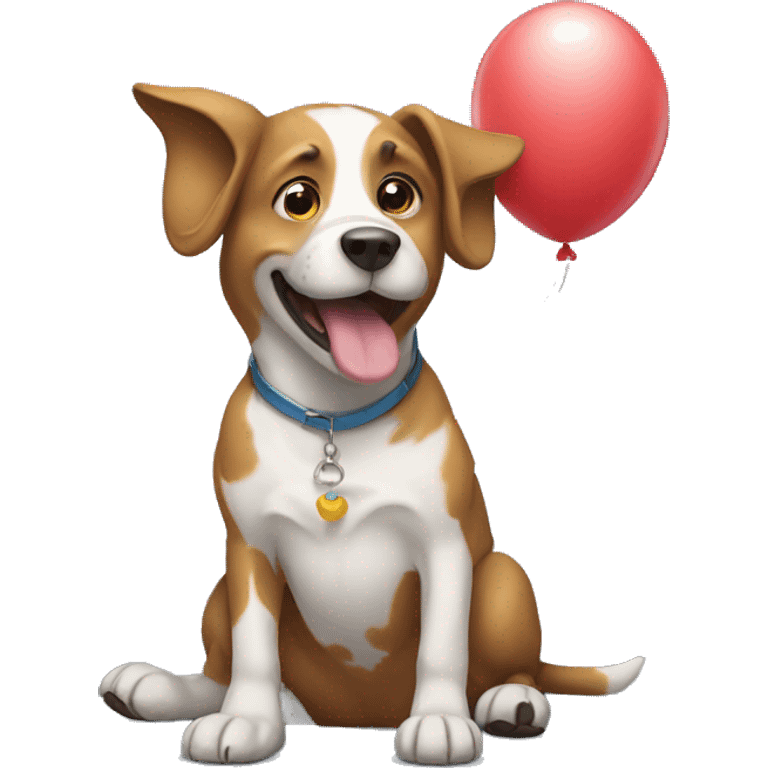 Dog holding ballon emoji