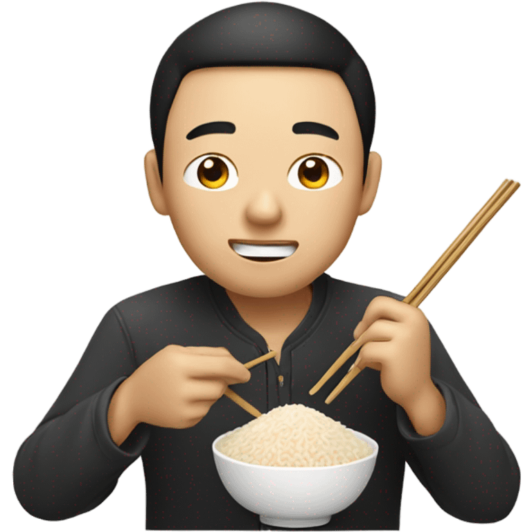 Chinese man eating rice emoji