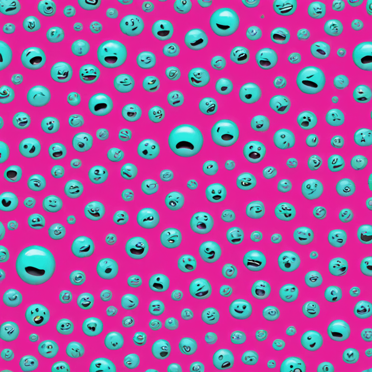 Shocked face coloured bright pink and turquoise emoji