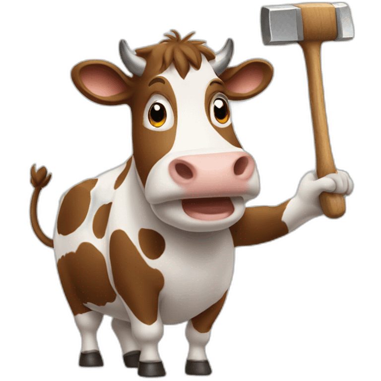 cow waving pan and hammer emoji