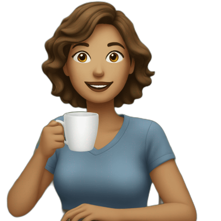 Woman drinking coffee in the garden emoji