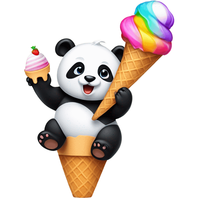 Panda eating ice cream emoji