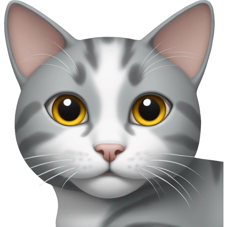 Gray and white cat laying down  emoji