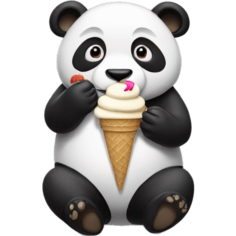 Panda eating ice cream emoji