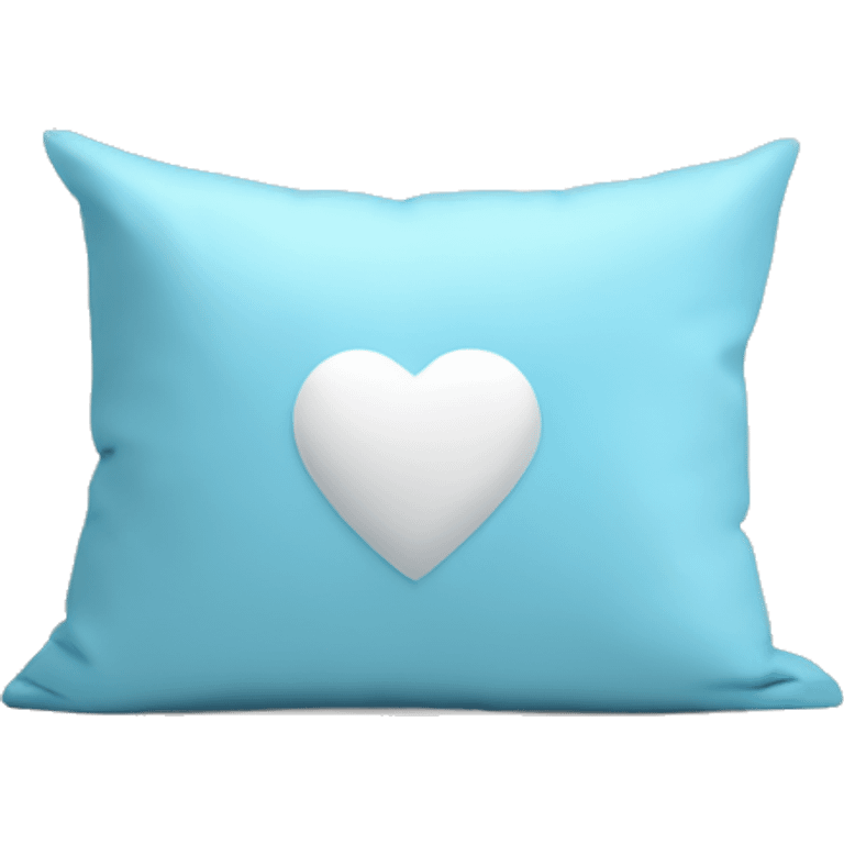 Light blue pillow with white heart emoji