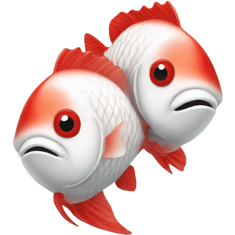 two red and white fish emoji