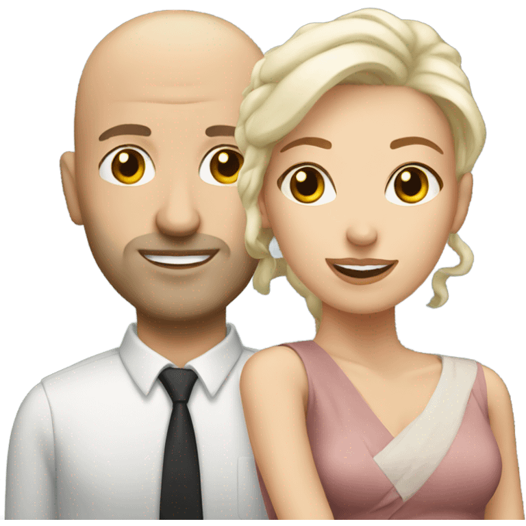 Bald white  man with woman emoji