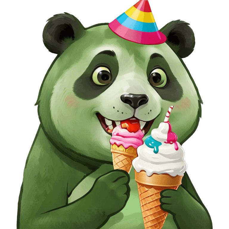 Panda eating ice cream emoji