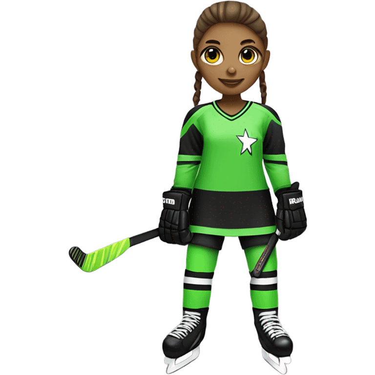 Girl Hockey player neon green gremlin on jersey emoji