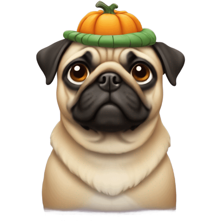 Pug with a pumpkin hat on emoji