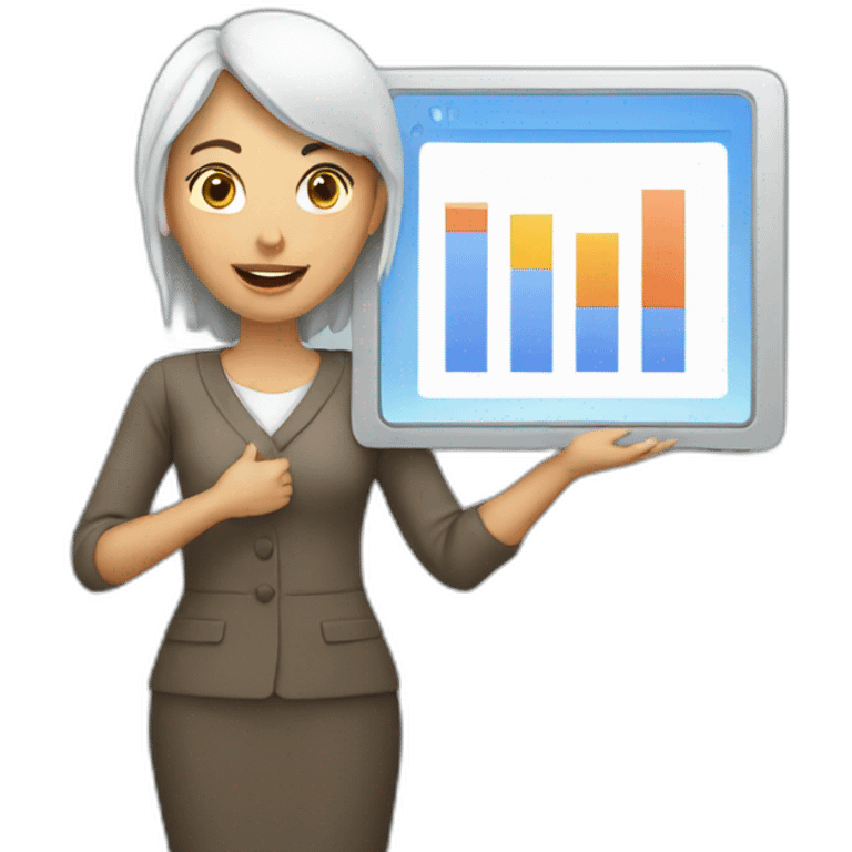 women presenting a slide emoji