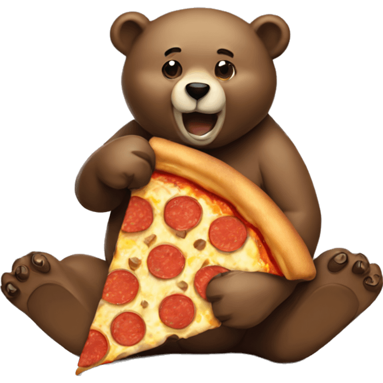 A bear eating a slice of pizza  emoji