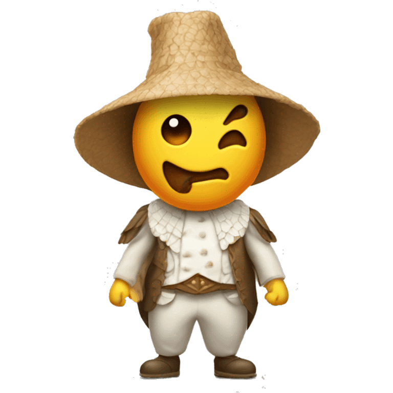 Un granchio con un costume a forma di cocco che fuma sdraiato emoji