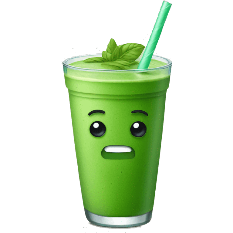 Green smoothie with glass straw emoji