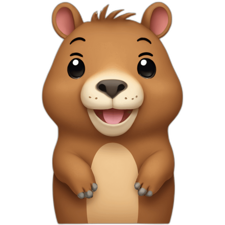 Cute capibara waving its hand with a smile emoji