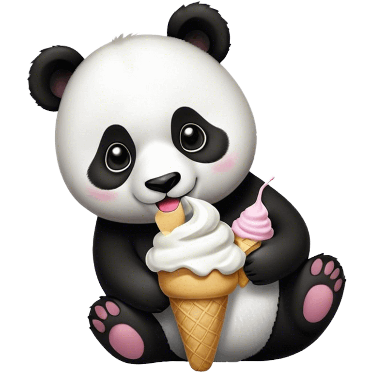 Panda eating ice cream emoji