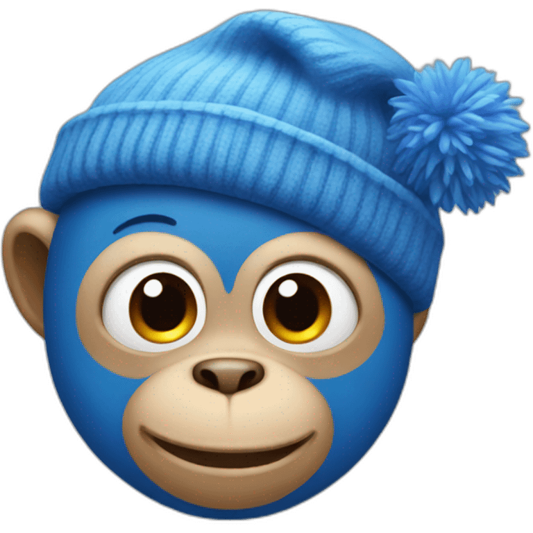  blue monkey with a red Beanie emoji