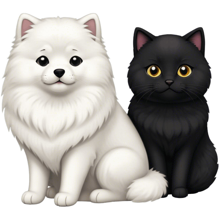 
Samoyed and black British cat emoji