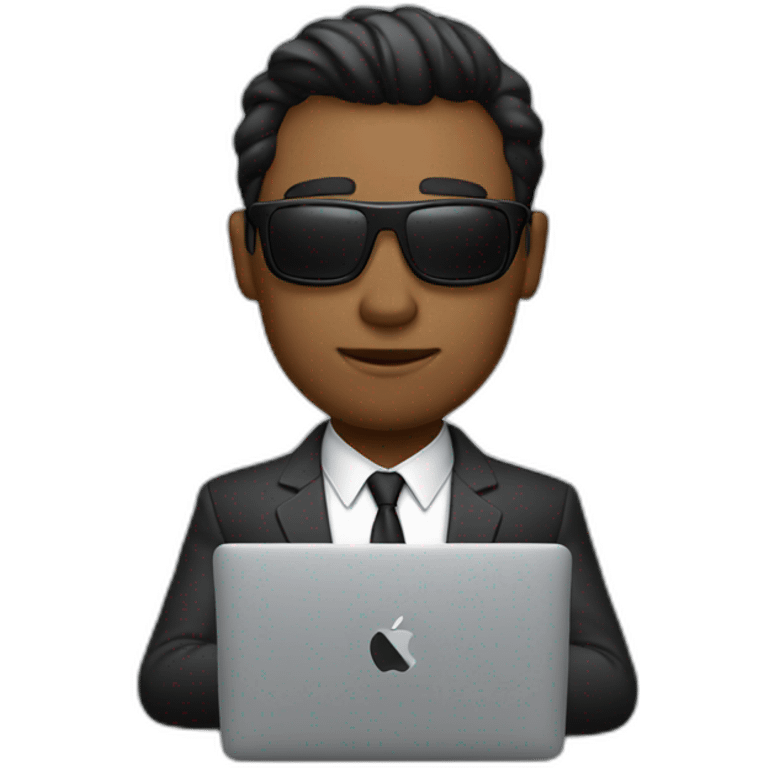 Agent007 working on MacBook emoji