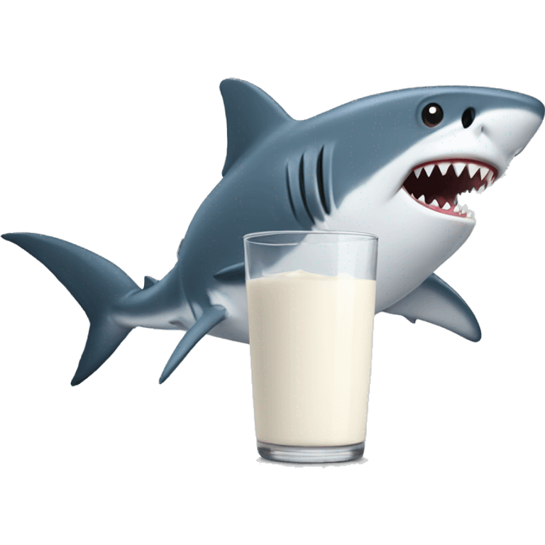 shark drinking a bottle of milk emoji