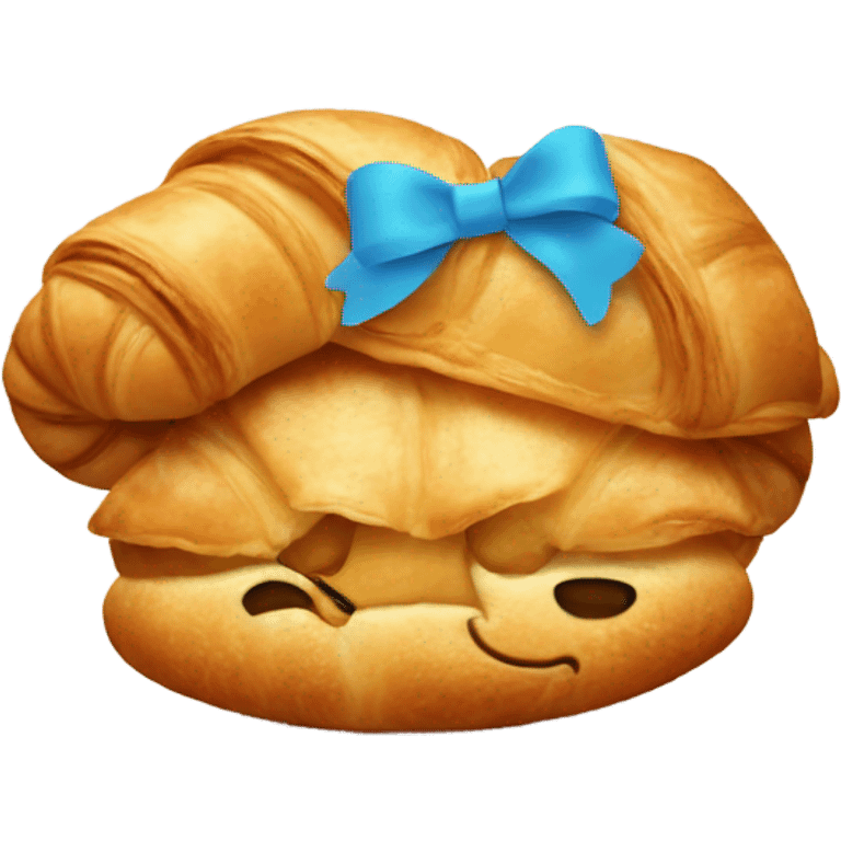 Croissant with a bow and a smiling face emoji