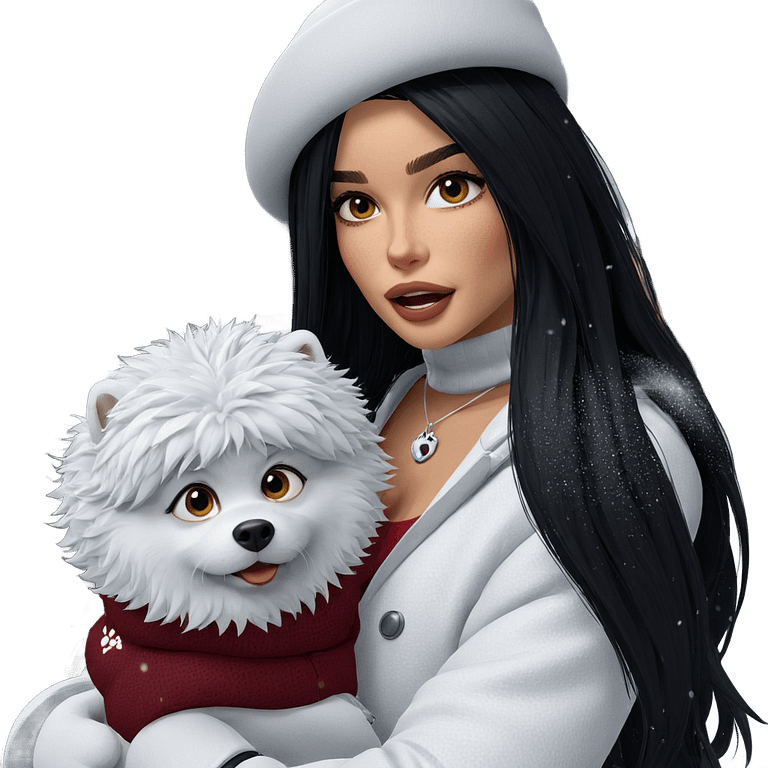 girl with dog in snow emoji