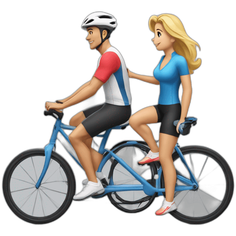 cristiano avec sa femme sur caddie de cours sur un velo emoji