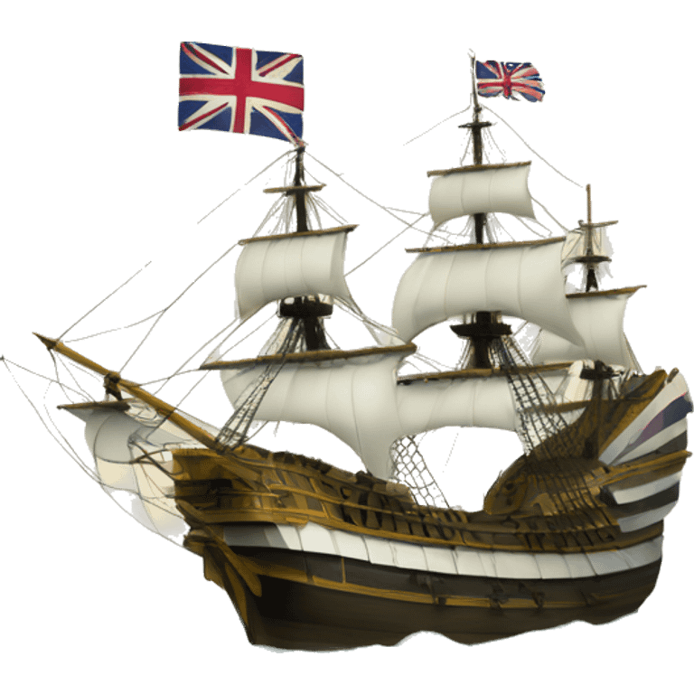 mayflower ship with the Grand Union Flag emoji