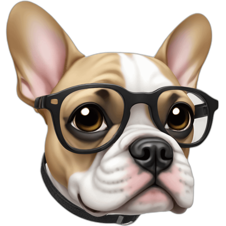 white FRENCH BULLDOG with fashion glasses emoji