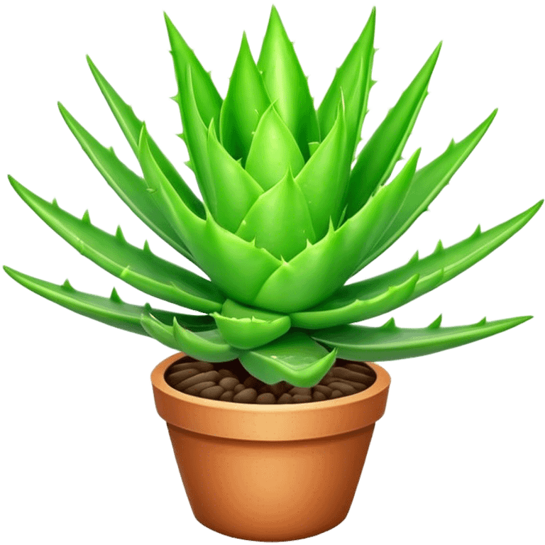 Cinematic Realistic Aloe Vera Emoji, Plump and succulent, with thick, fleshy leaves arranged in a star-like rosette. The vibrant green leaves have a slightly spiky texture, exuding a sense of resilience and healing. Soft glowing outline, capturing the essence of natural wellness and desert vitality in a flourishing aloe vera plant! emoji