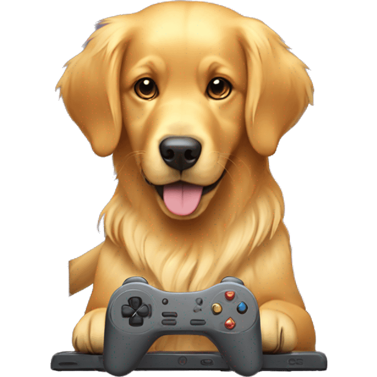 golden retriever with gaming pad emoji