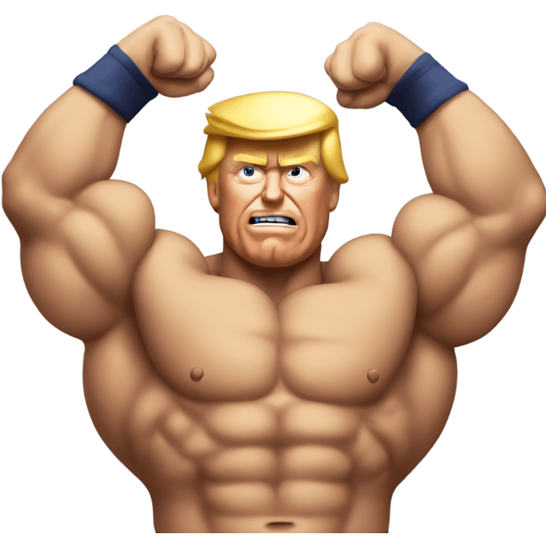 donald trump flexing with big muscles emoji