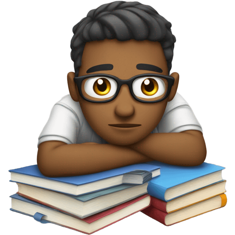 bored student leaning on hand books emoji