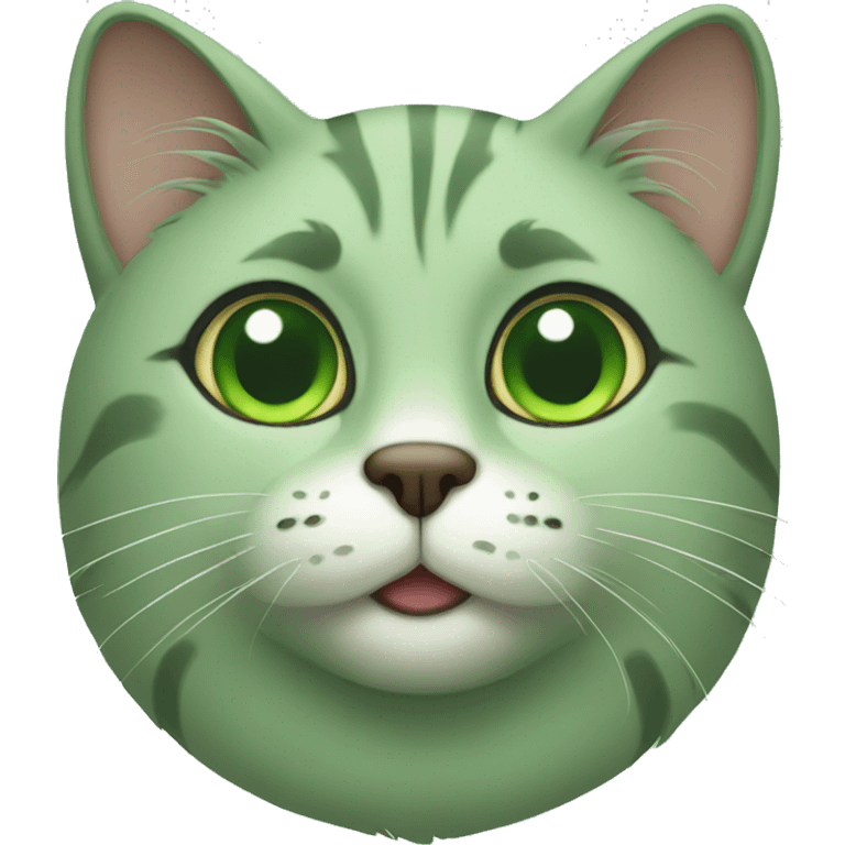 a green cat with bulging eyes emoji