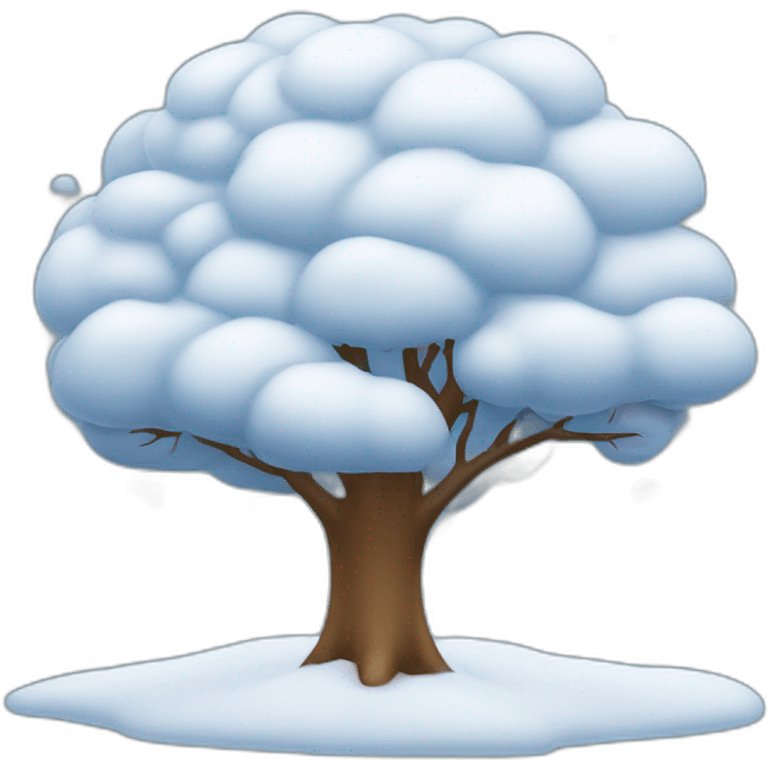 Un arbre avec un parapluie et il neige des plots emoji