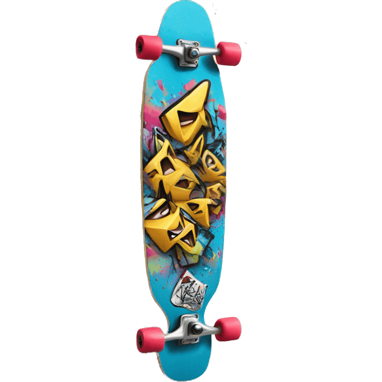 longboard with graffiti emoji