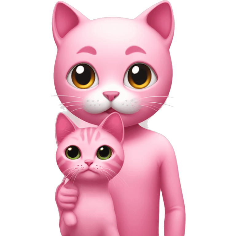 Pink cat with a human emoji