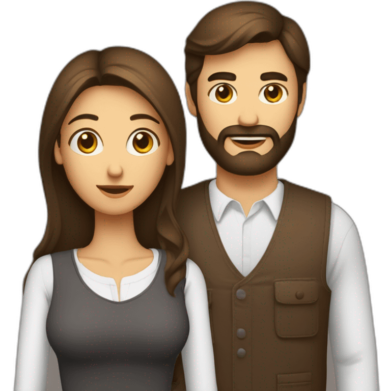 Homme barbe brune et une femme brune en jupe courte qui tiens la cuisse de l’homme emoji