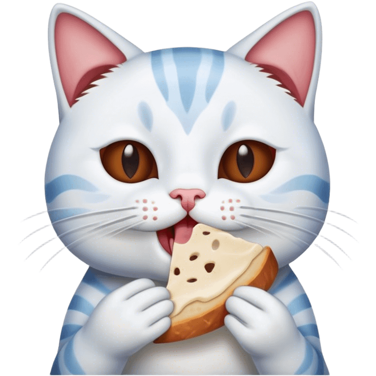 cat holds a slice of lard in his mouth emoji